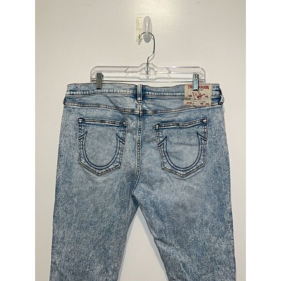 True Religion Rocco Blue Denim Medium Wash Relaxed Skinny Jeans Men's Size 36 - Picture 5 of 12